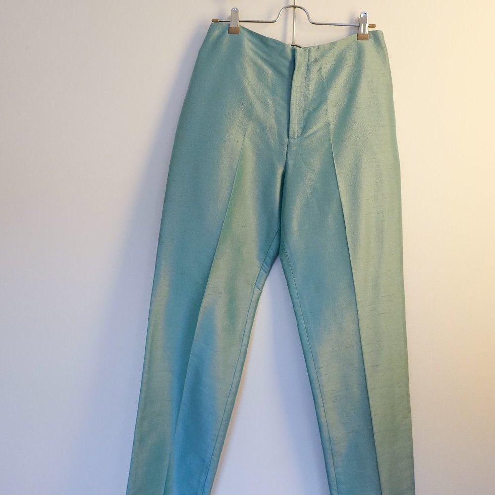 Vintage Silk Turquoise Tapered Pants